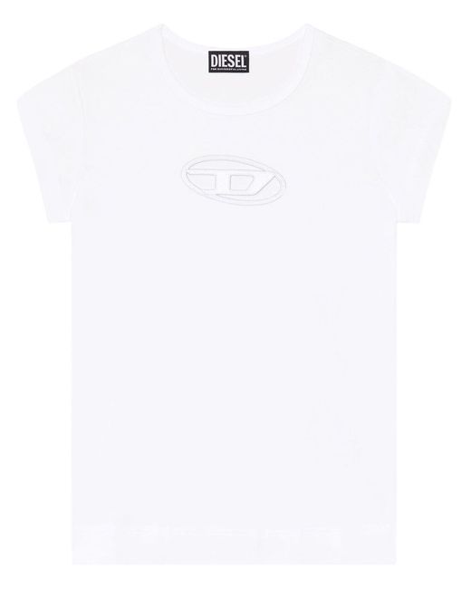DIESEL White T-angie Cut-out Logo T-shirt - Women's - Elastane/organic Cotton