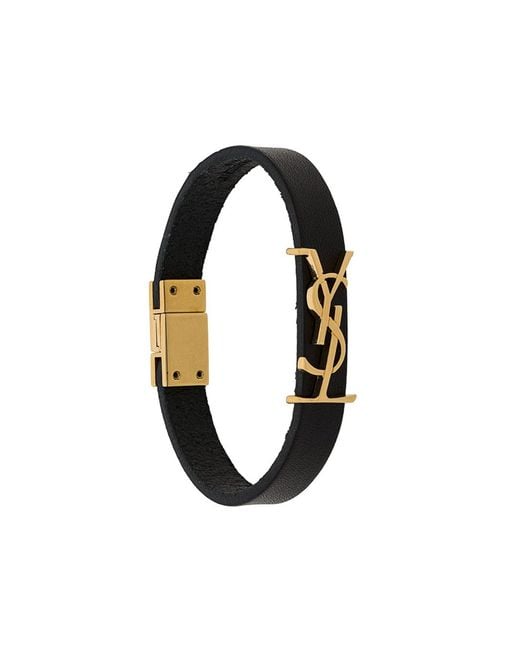 Saint Laurent Black Ysl Bracelet for men
