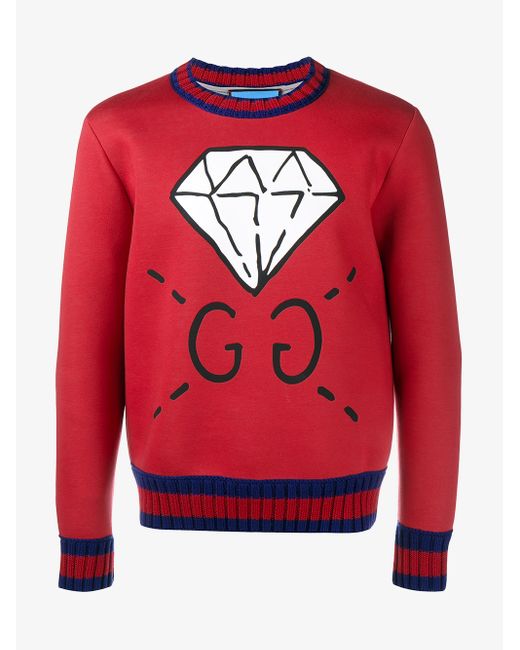 Gucci Blue Ghost Diamond Print Sweatshirt for men