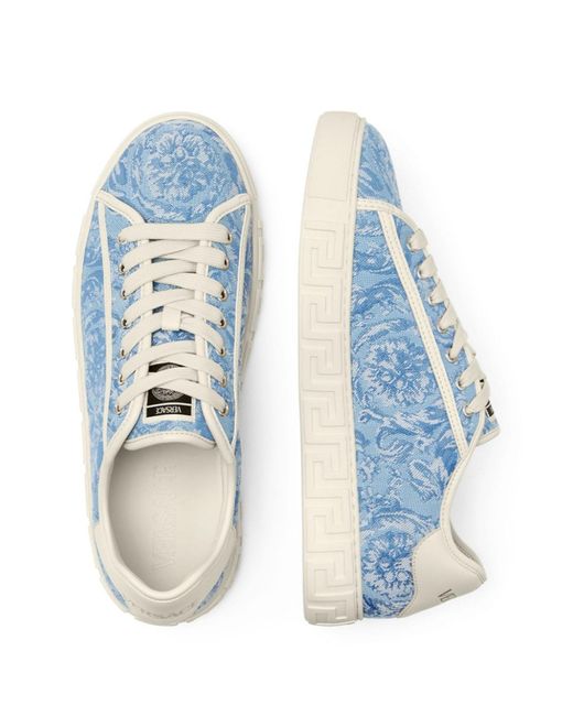Versace Blue Barocco Greca Sneakers - Men's - Polyester/cotton/nylon/thermoplastic Polyurethane (tpu) for men