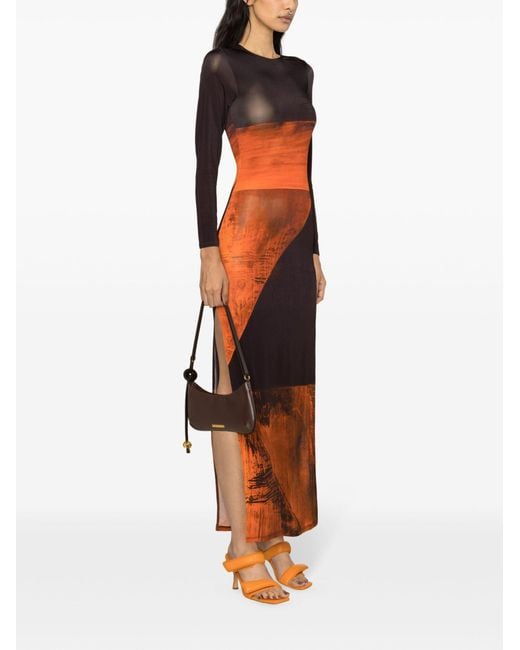 Louisa Ballou Orange And Brown High Tide Maxi Dress