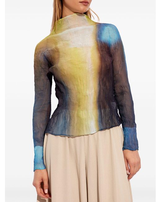 Issey Miyake Blue Light Leak Chiffon Twist Top - Women's - Polyester