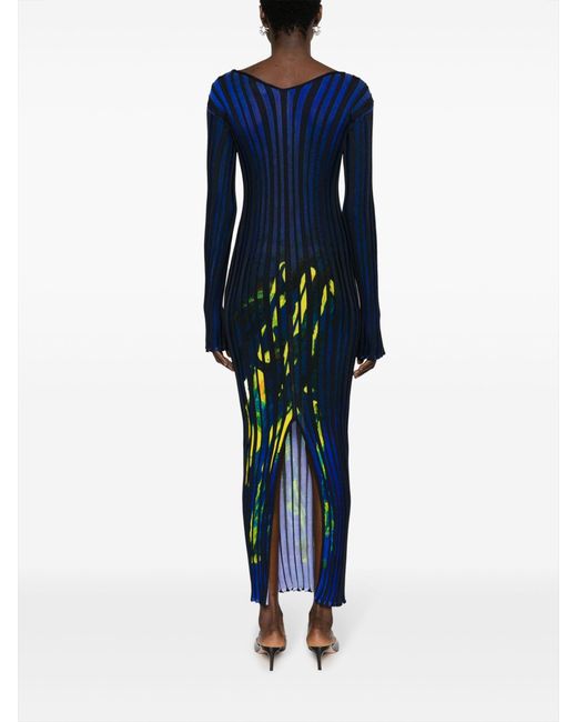 Louisa Ballou Blue Abstract-print Knitted Dress
