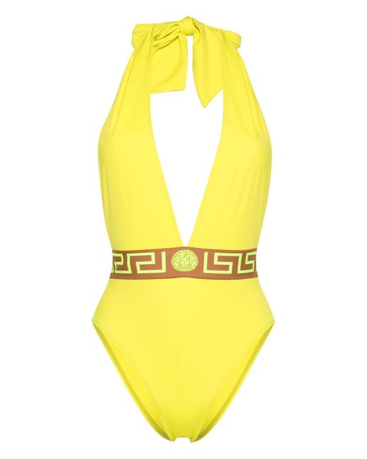 Versace Yellow Logo-print Strap Swimsuit