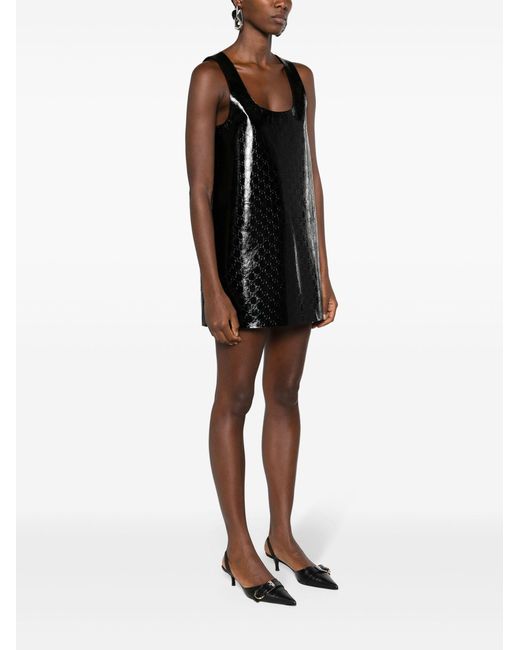 Gucci Black gg-debossed Leather Mini Dress