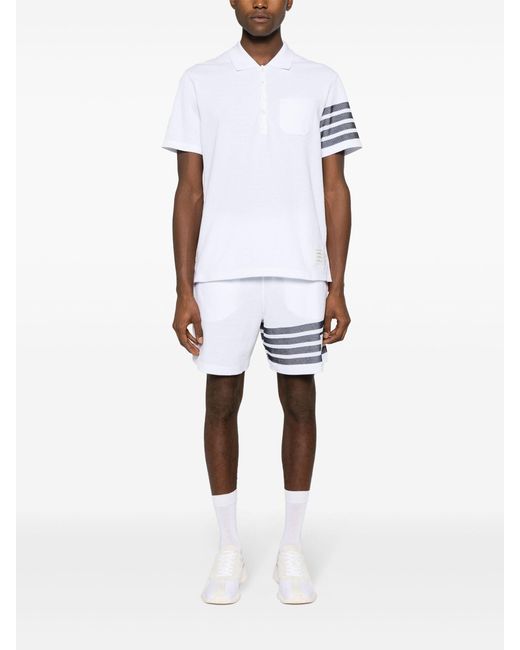 Thom Browne White 4-bar Cotton Track Shorts for men