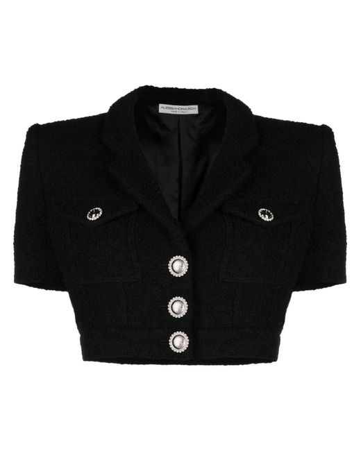 Alessandra Rich Black Bouclé Tweed Short Jacket