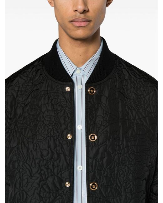Versace Black Barocco Quilted Bomber Jacket for men