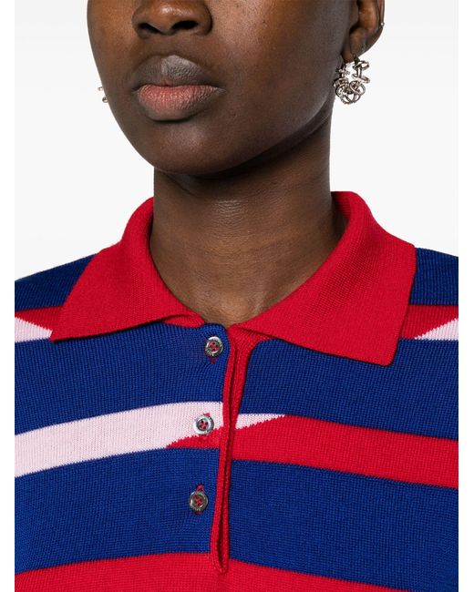 Louisa Ballou Red Knitted Wool Polo Shirt