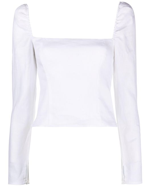 Reformation Square-neck Long-sleeve Top in White | Lyst
