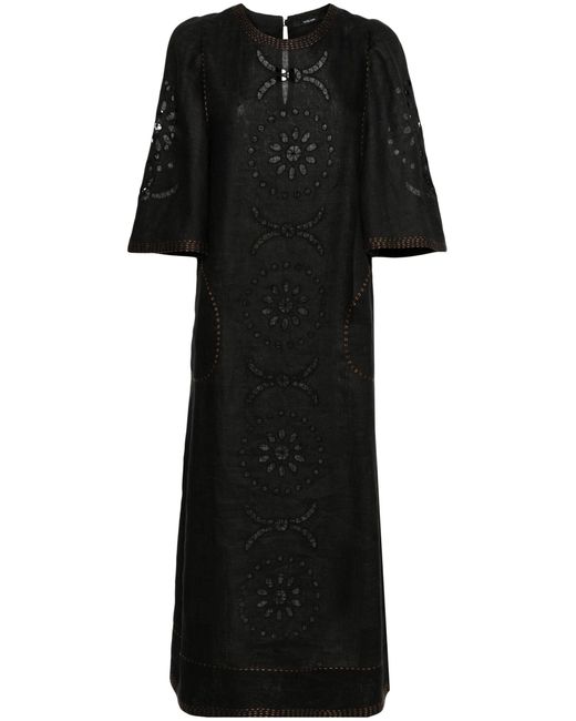 Vita Kin Black Mia Broderie-anglaise Linen Dress - Women's - Linen/flax