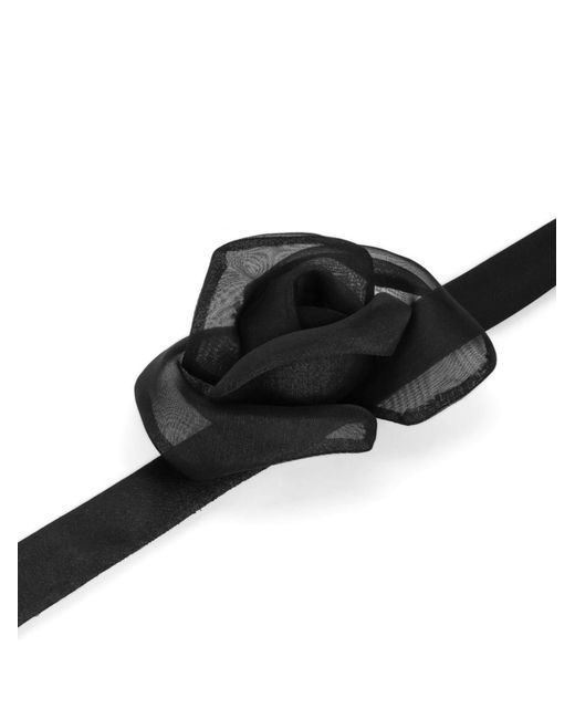 Dolce & Gabbana Black Flower-appliqué Silk Bow Tie
