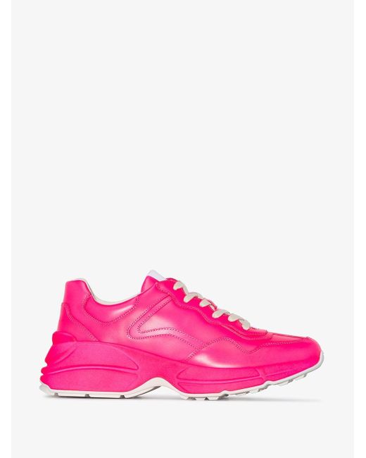 Gucci Pink Rhyton Fluorescent Leather Sneaker