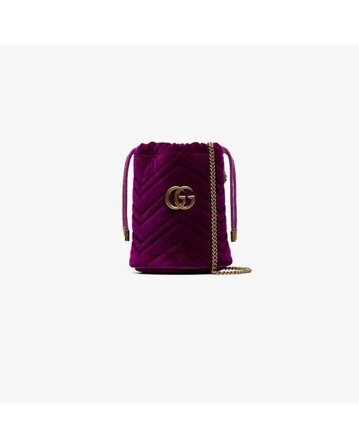 Gucci Purple Mini GG Marmont Bucket Bag