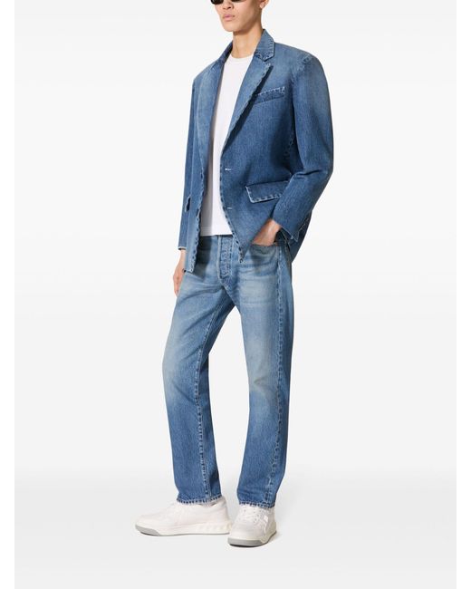 Valentino Garavani Blue V Detail Straight-leg Jeans for men
