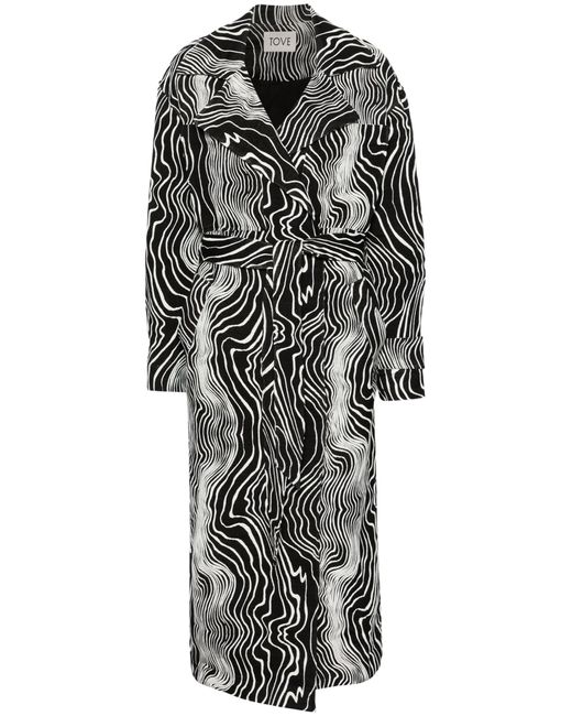 TOVE Gray Black Faretta Wave-jacquard Coat