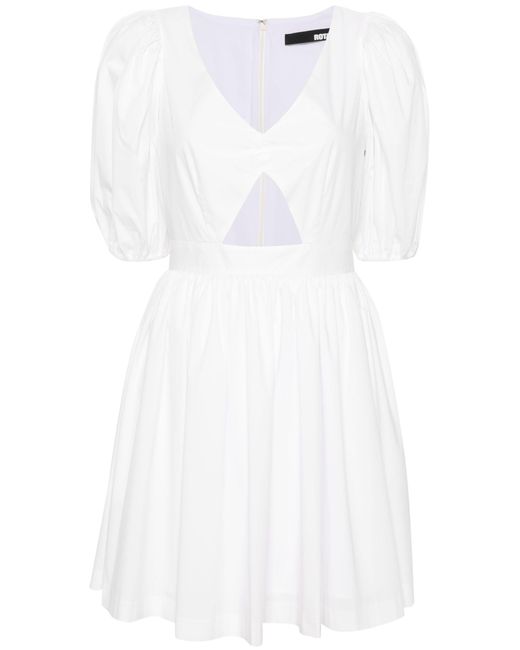 ROTATE BIRGER CHRISTENSEN White Ruched-detail V-neck Minidress - Women's - Cotton/polyester/polyamide/elastaneelastane
