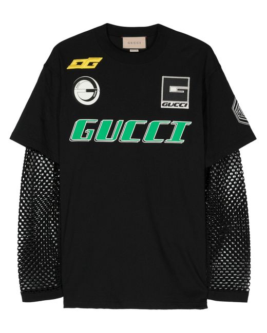 Gucci Black Layered Cotton T-shirt - Women's - Cotton/polyester