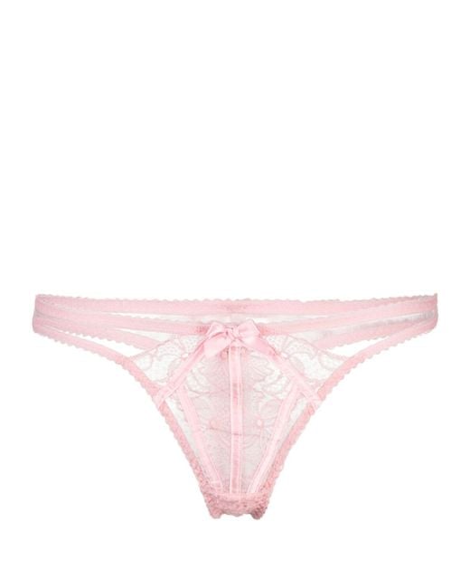 Agent Provocateur Pink Rozlyn Bow-detail Sheer-lace Thong