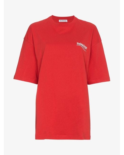 Balenciaga Red Logo Print T-shirt