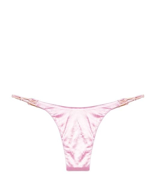 Isa Boulder Pink Satin-finish Bikini Bottoms