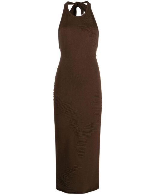 SELASI Brown Halterneck Knitted Dress