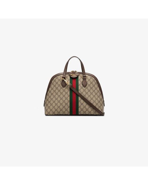 Gucci Brown Ophidia GG Medium Top Handle Bag