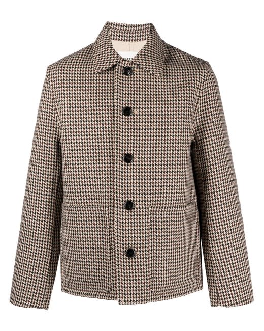 AMI Brown Neutral Houndstooth Wool Coat for men