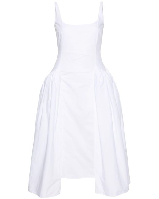 16Arlington White Vezile Draped-panels Poplin Dress