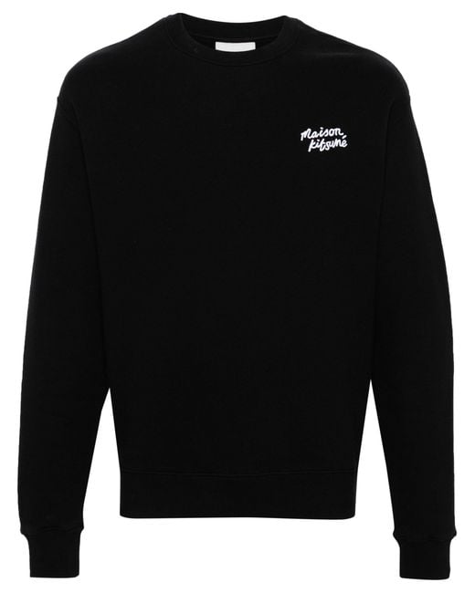 Maison Kitsuné Black Logo Embroidered Cotton Sweatshirt - Men's - Cotton for men