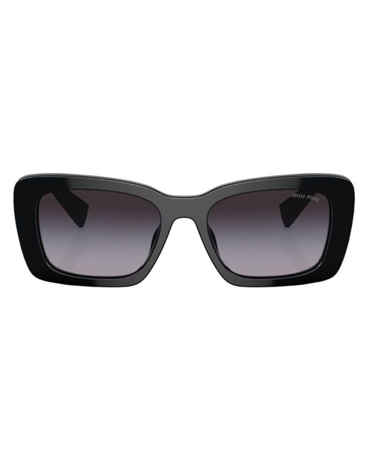 Miu Miu Black Logo-plaque Square-frame Sunglasses
