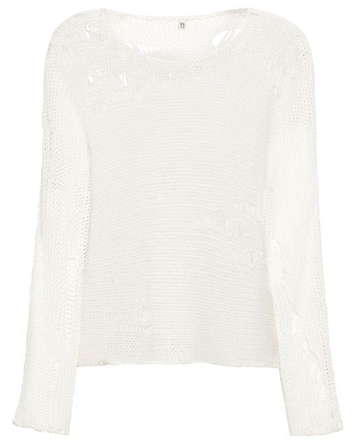 R13 White Boyfriend Distressed Sweater - Women's - Linen/flax/nylon/cotton