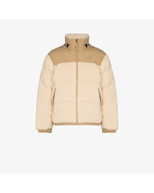 The North Face Beige Nuptse Sherpa Fleece Jacket in Natural for Men | Lyst