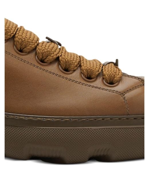Burberry Brown Leather Ranger Sneakers for men