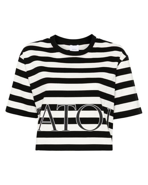 Patou Black Striped Cotton T-Shirt