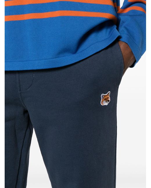 Maison Kitsuné Blue Fox Appliqué Track Pants - Men's - Cotton for men