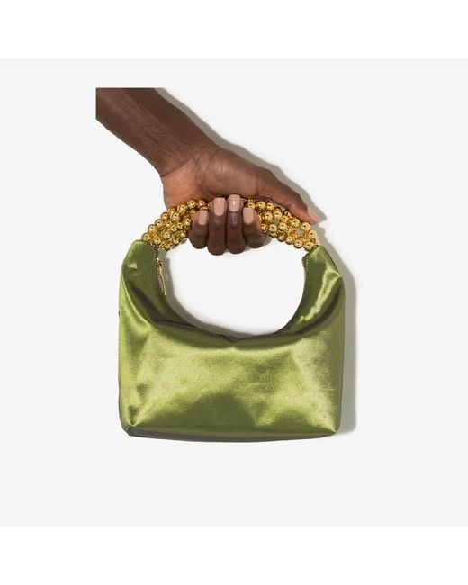 Vanina Green Olive Lechape Organza Clutch Bag