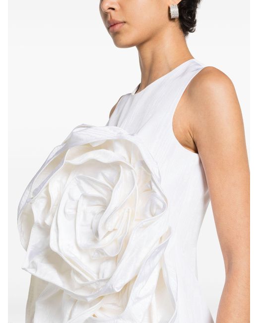 Huishan Zhang White Aphrodite Floral-appliqué Midi Dress