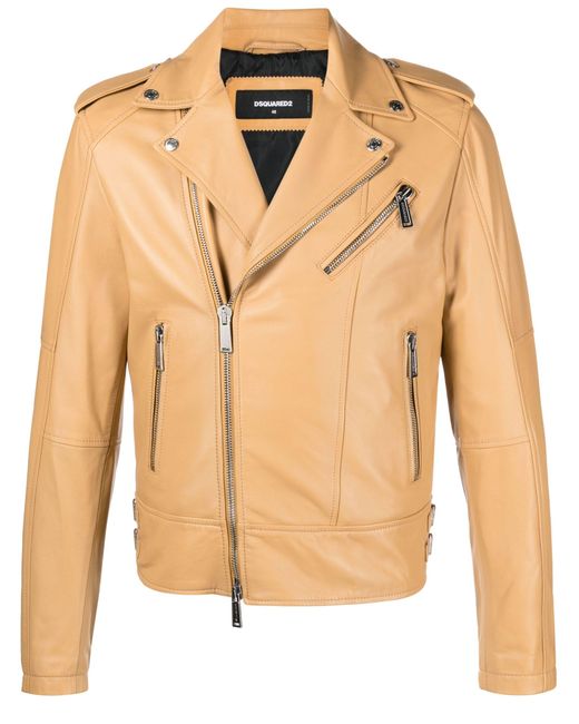 DSquared² Natural Neutral Kiodo Leather Jacket - Men's - Ovine Leather (top Grain)/polyester/cotton for men