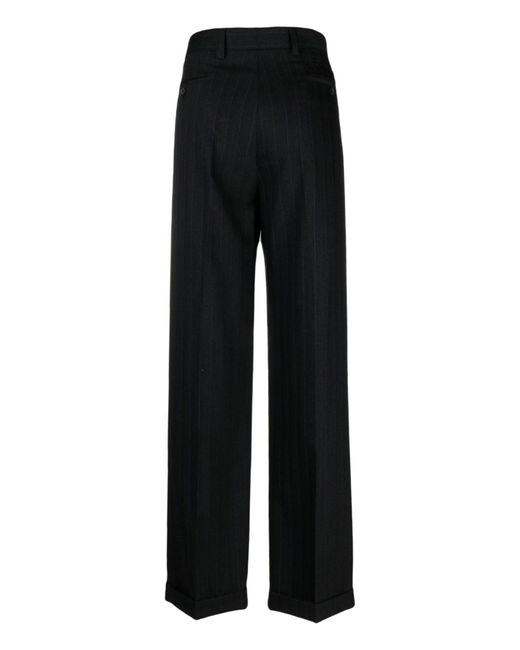 Miu Miu Black Pinstripe Tailored Wool Trousers - Women's - Viscose/virgin Wool