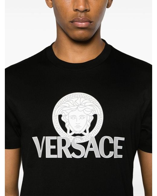 Versace Black T-Shirt With Logo for men