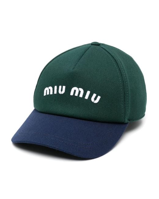 Miu Miu Green Logo-embroidery Baseball Hat - Women's - Cotton