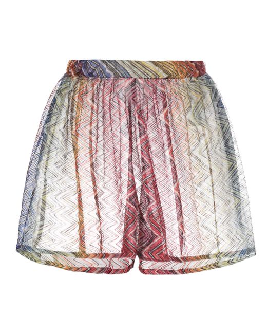 Missoni Red Zigzag-print High-waisted Shorts