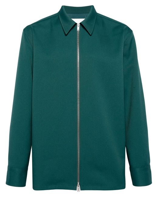 Jil Sander Green Zip Up Shirt Jacket - Men's - Polyester/viscose for men