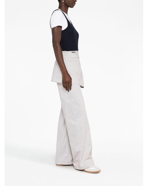 Low Classic White Layered Wrap Skirt Trousers