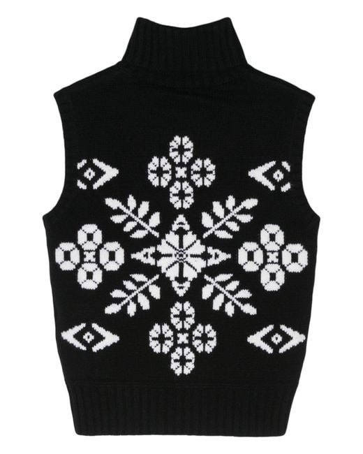 Max Mara Black Intarsia-knit Vest