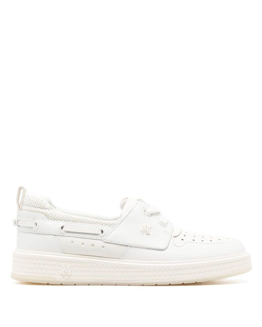 Amiri White Perforated Leather Boat Shoes - Men's - Rubber/polyester/calf Leather for men