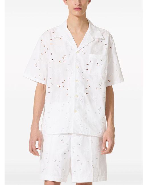 Valentino Garavani White Floral Broderie Anglaise Shirt - Men's - Cotton/polyester for men