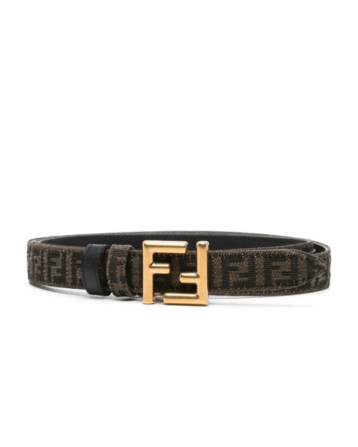 Fendi Black Jacquard Ff Reversible 2cm Belt