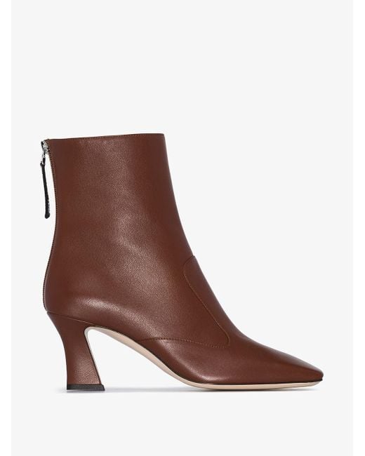 Fendi Brown Ffreedom Square Toe Leather Ankle Boots